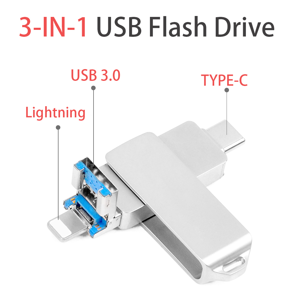 محرك أقراص فلاش USB محمول 3 في 1 (يدعم iPhone و Android)