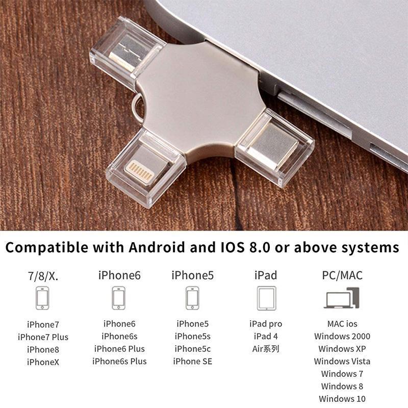 4 az 1-ben mikro flash meghajtó Hordozható USB tároló