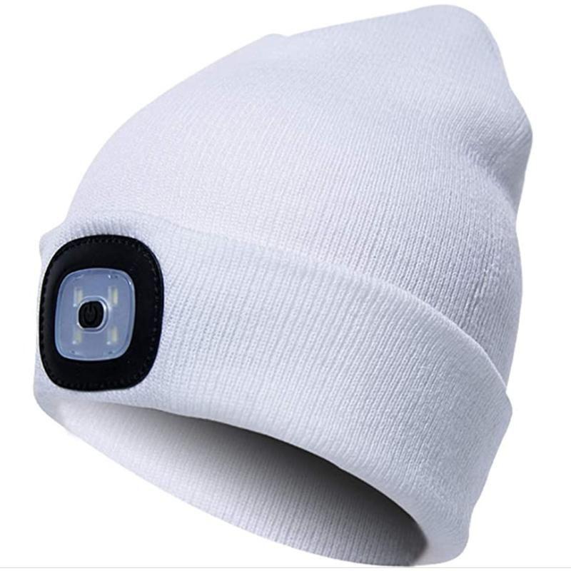 Unisex zimná teplá pletená čiapka na hlavu s baterkou