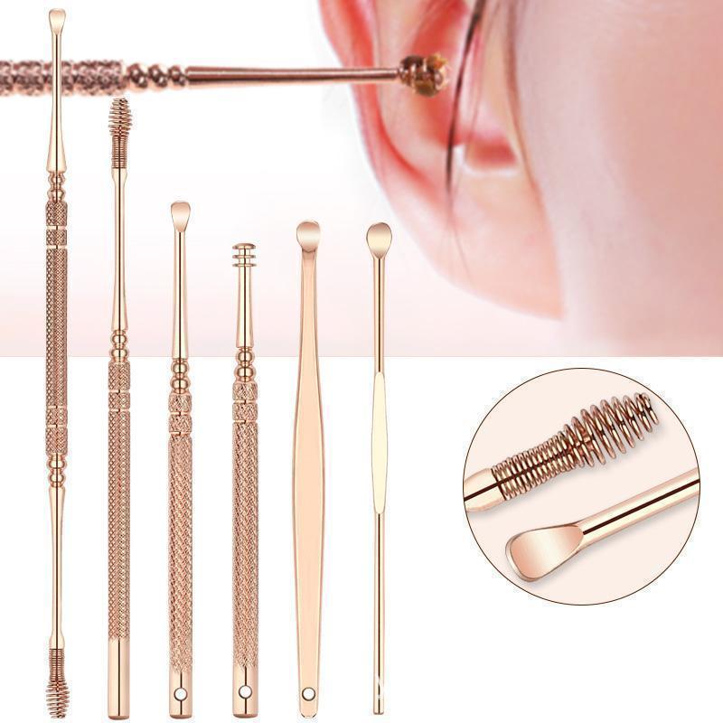 Комплект щипки за уши от неръждаема стомана от розово злато - Комплект за 6