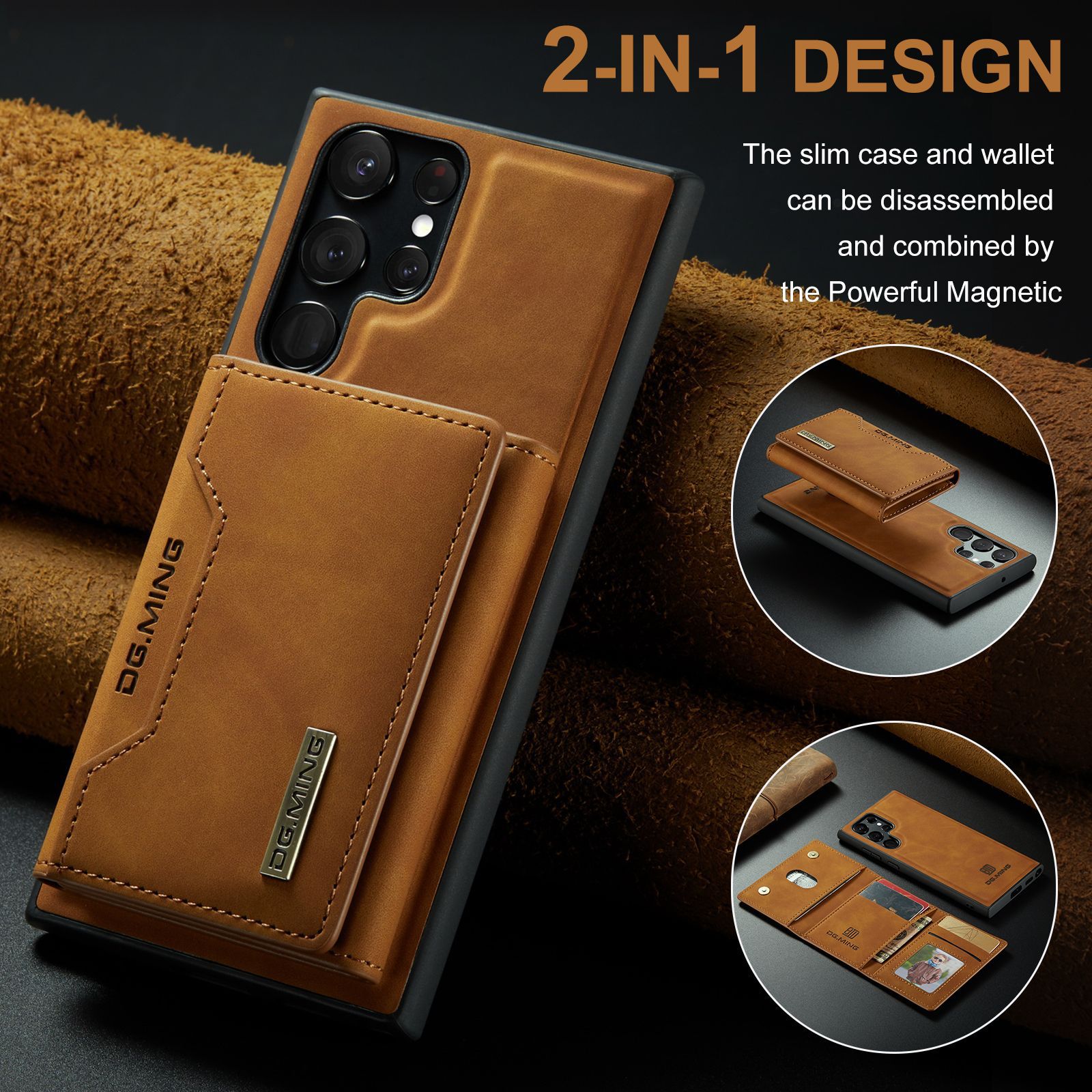 Odnímatelné kožené pouzdro s magnetickým pouzdrem 2 v 1 pro Samsung Galaxy S22/21 Series