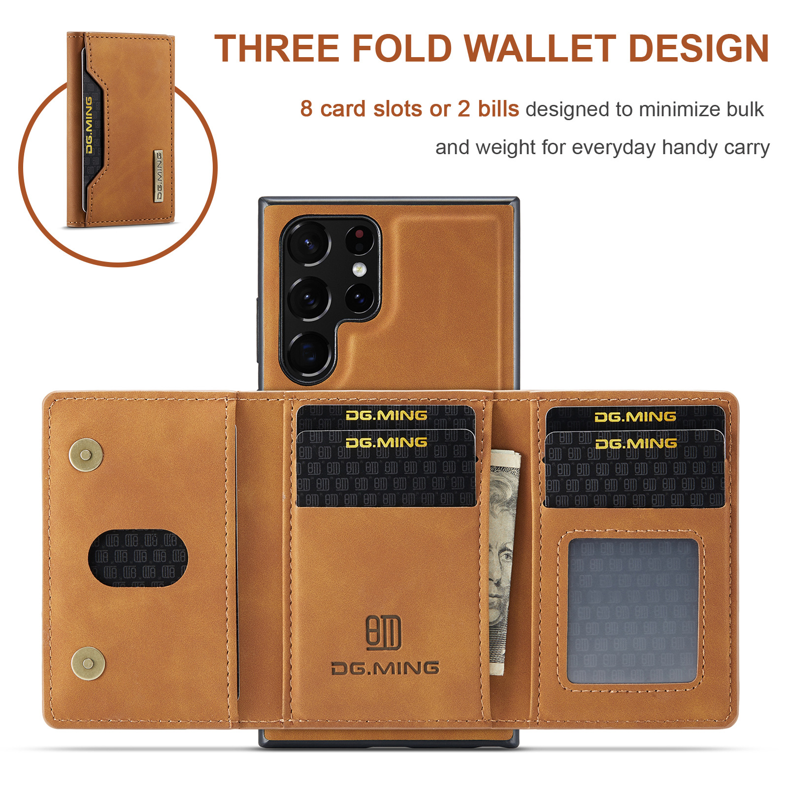 2 az 1-ben levehető mágneses pénztárca bőr tok Samsung Galaxy S22/21 sorozathoz