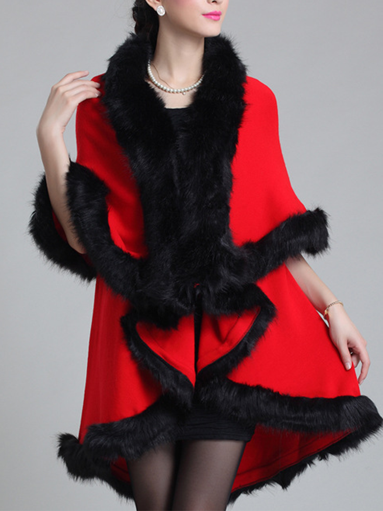 Faux fox fur double-layer shawl