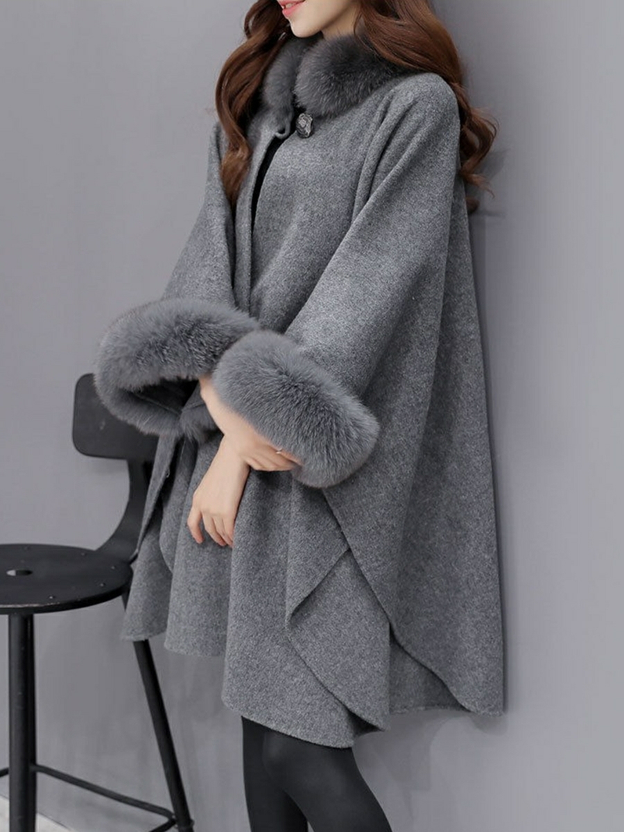 Faux Fox Fur Oversized Shawl Cape