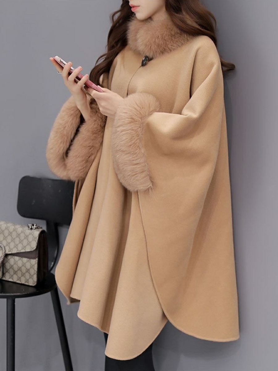 Faux Fox Fur Oversized Shawl Cape