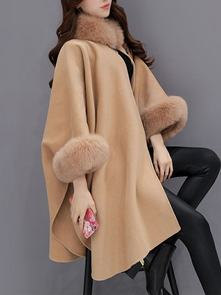 Faux Fox Fur Oversized Shawl Cape