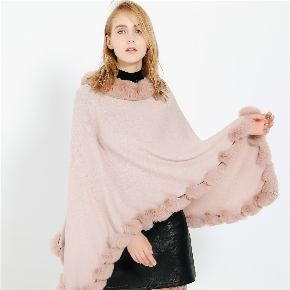 Wool collar pullover shawl