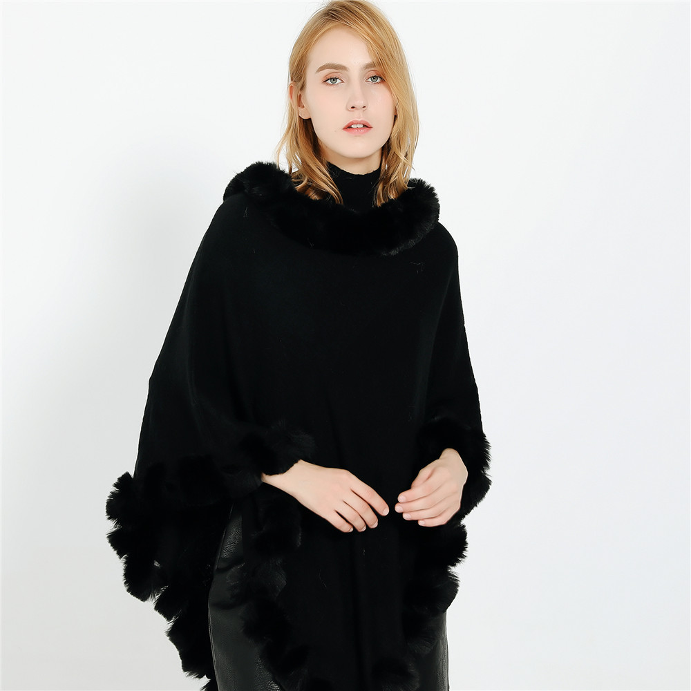 Wool collar pullover shawl