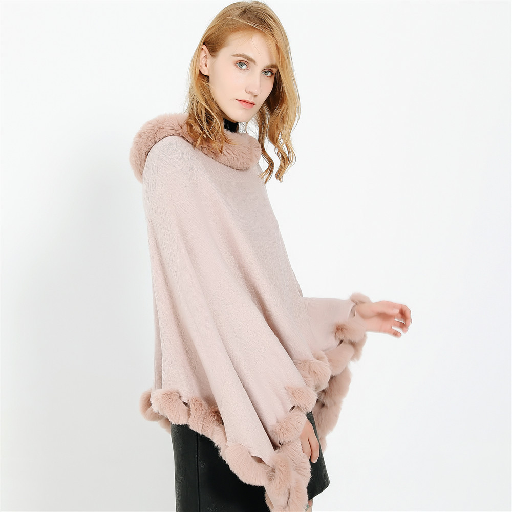 Wool collar pullover shawl