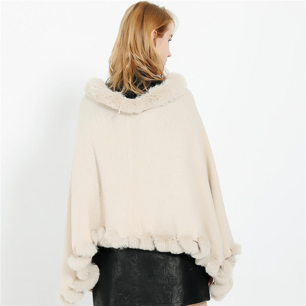 Wool collar pullover shawl