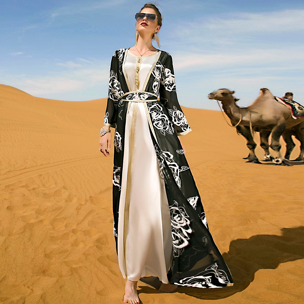 New Fashionable Arabian Robe Two-piece Set With Belt
