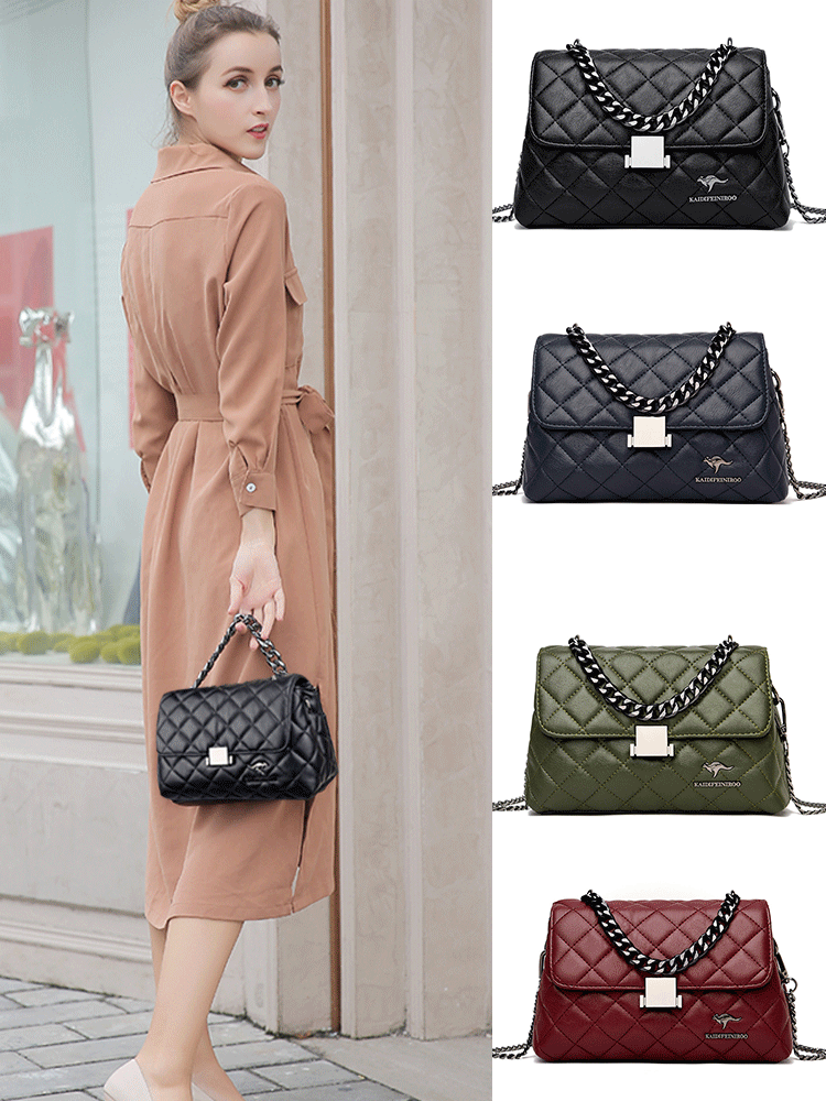 Women's quilted leather chain shoulder bag