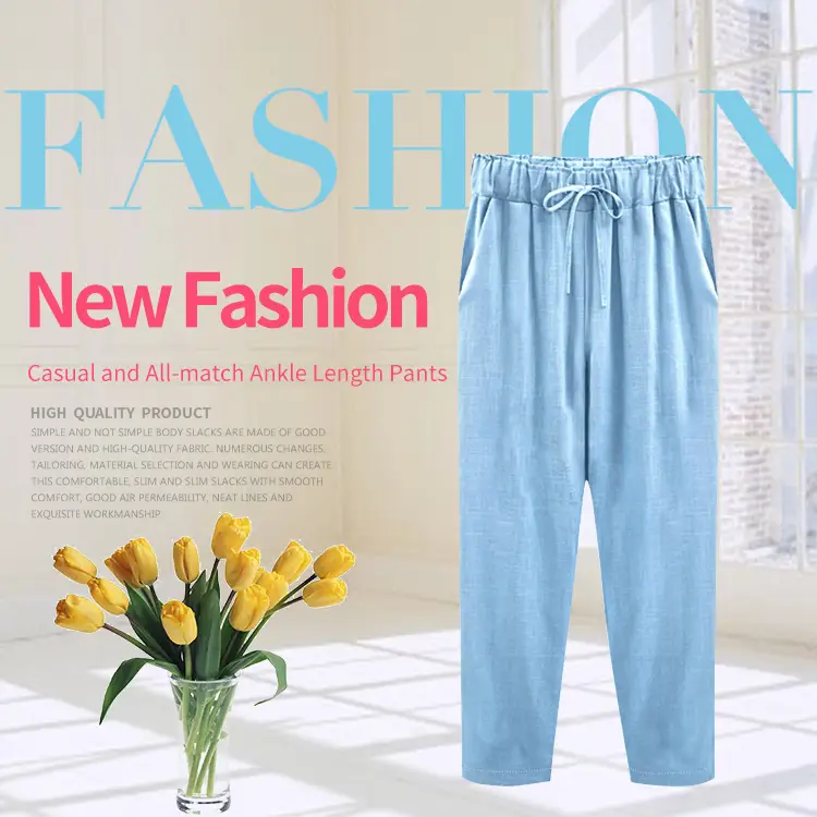 Fashion (khaki 3)Cotton Linen Pants Women Soft Loose Sports Pants  Breathable Slim Ankle Length Trousers Korean Leisure Fitness Pants WEF @  Best Price Online