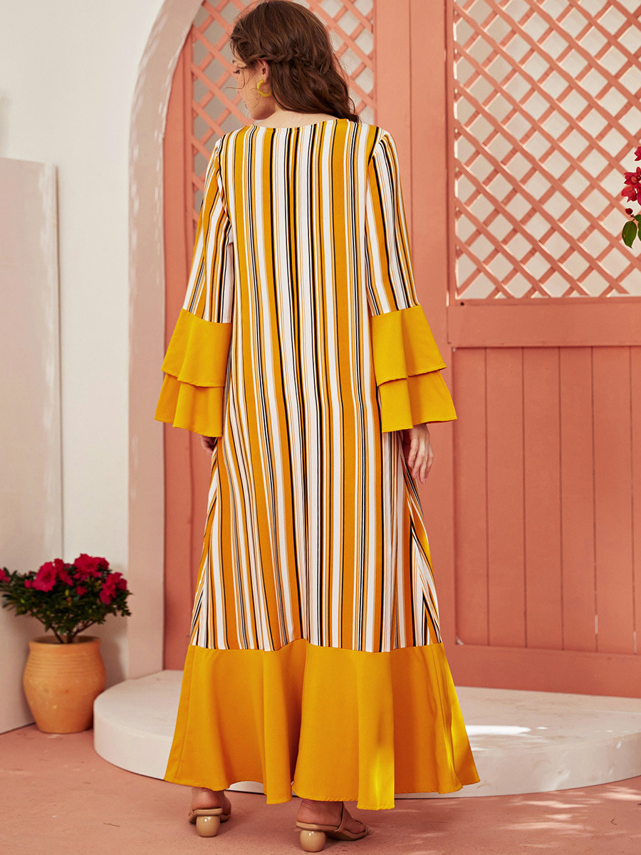 Fashionable and dignified plus size flared long sleeve dress