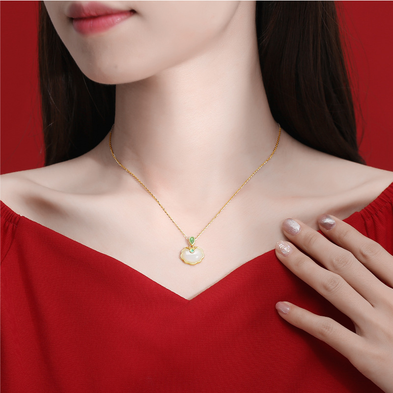 Natural Jade Lock Necklace