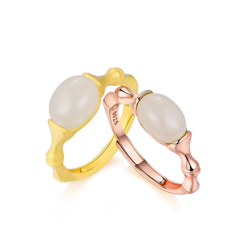 Natural Jade Bamboo Open Ring