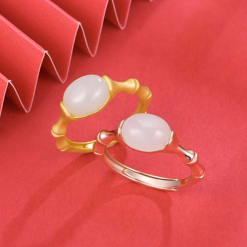Natural Jade Bamboo Open Ring