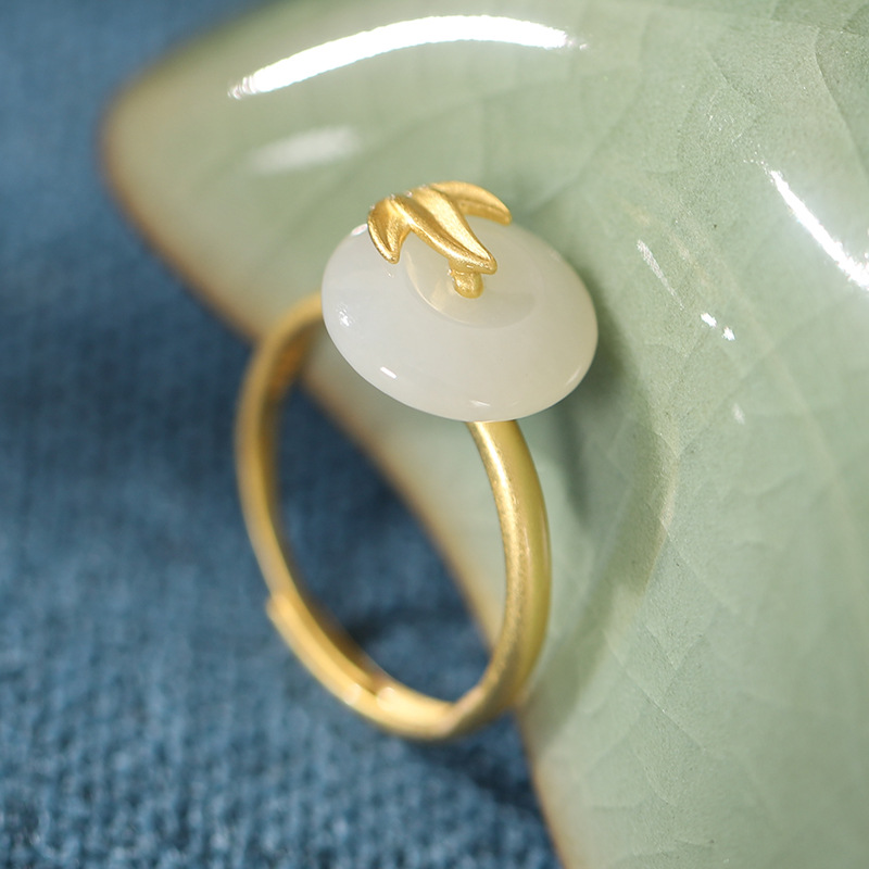 Jade Leaf Safety Buckle Ring