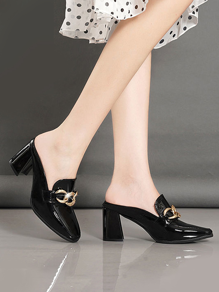 Leather horsebit heels