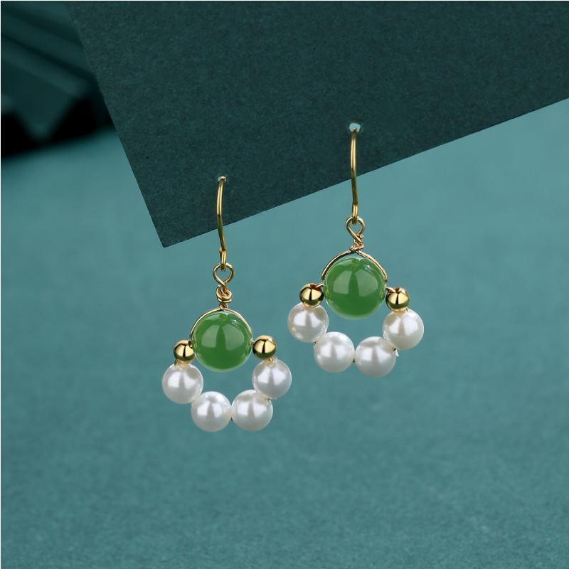 Jade perlové náušnice