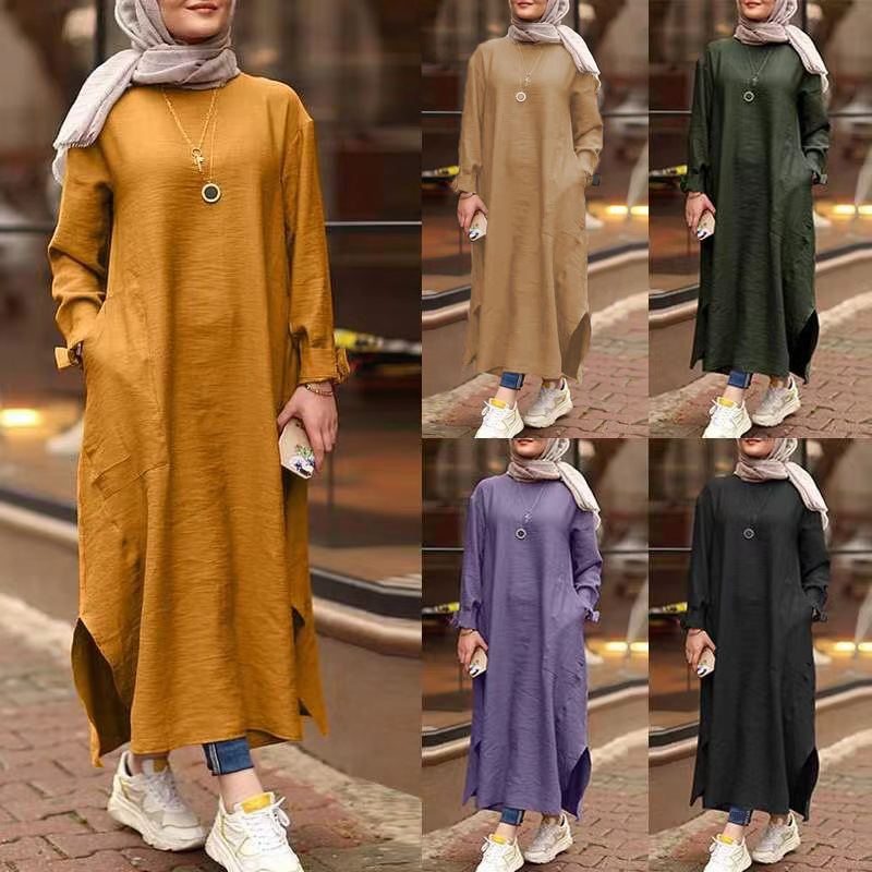 New Muslim Solid Color Long Sleeve Shirt