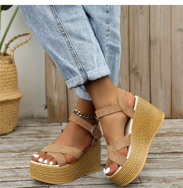 Non-slip open toe fashion ladies wedge sandals summer