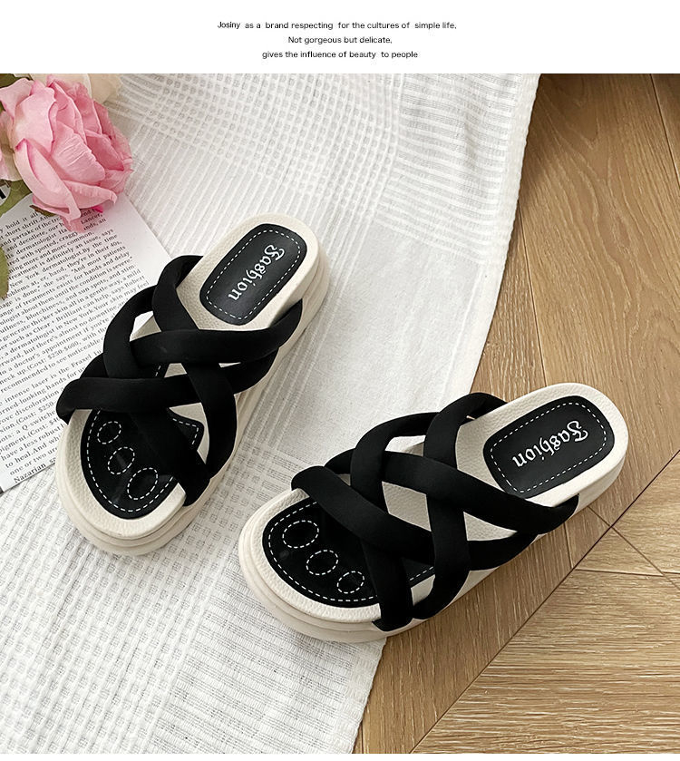 Anti-Slip Cross Lace Up Rubber Shoes Slippers