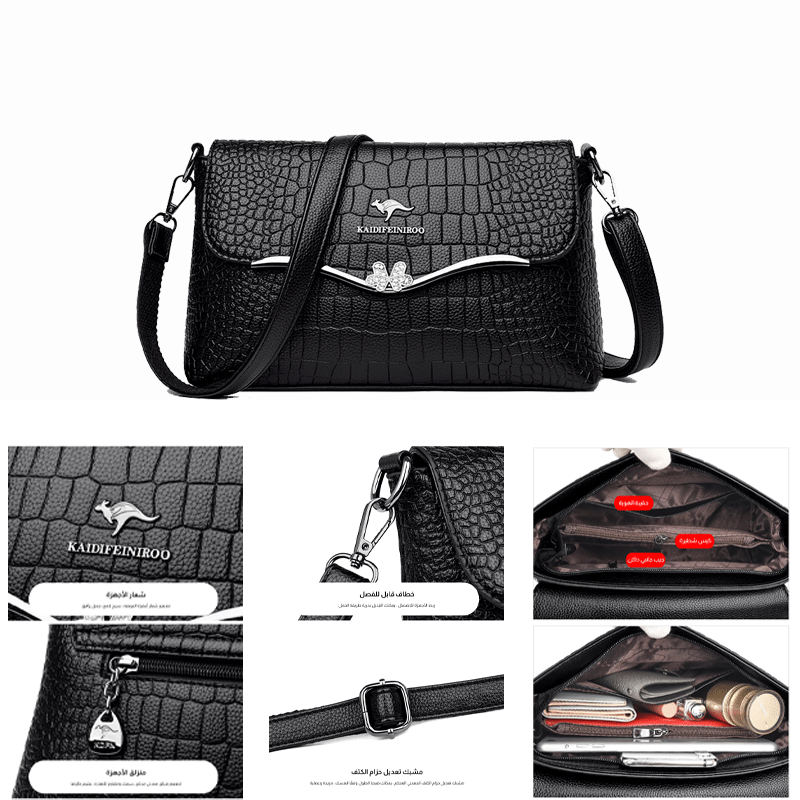 Fashionable crocodile print shoulder bag