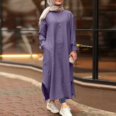 New Muslim Solid Color Long Sleeve Shirt