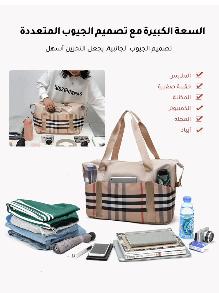 Travel handbag with a large capacity and multiple functions