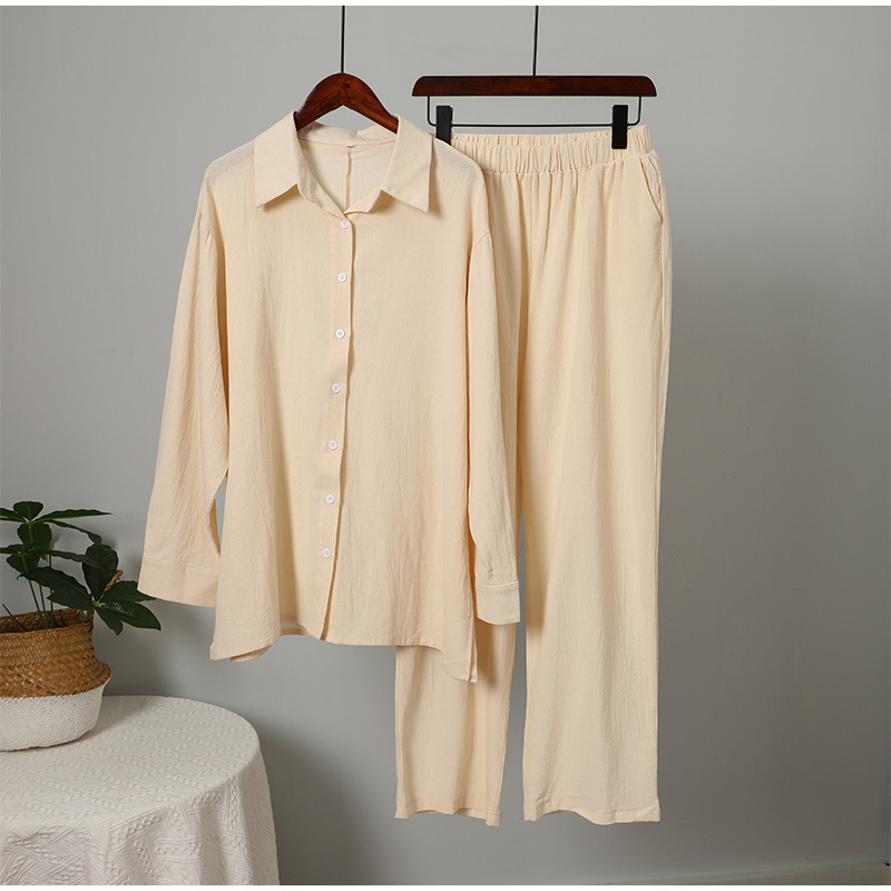 2-Piece Long Sleeve Lapel Shirt and Elastic Pants