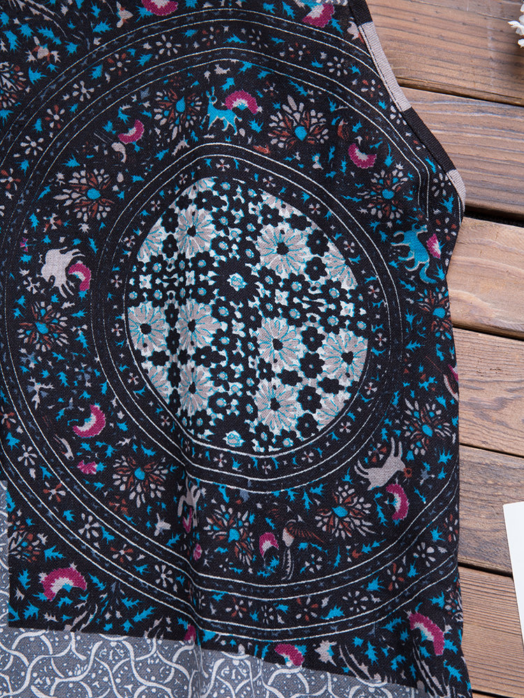 Ethnic Printed Sleeveless Vintage Dresses