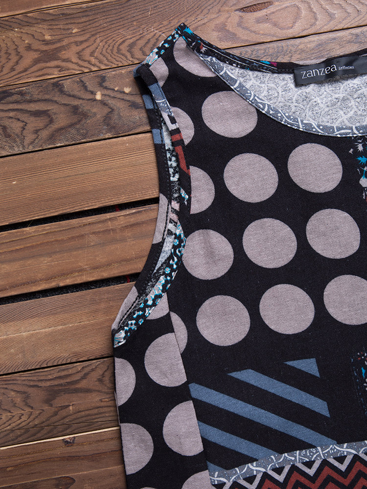 Ethnic Printed Sleeveless Vintage Dresses