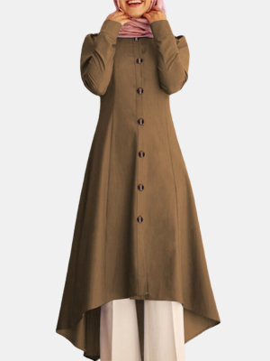 שמלת קז&#39;ואל מוסלמית מעוקלת בצבע אחיד