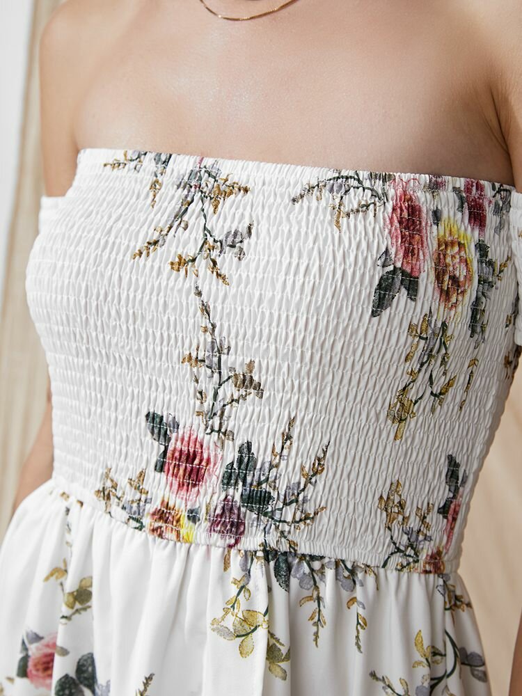 Flower Short Sleeve Maxi Dress