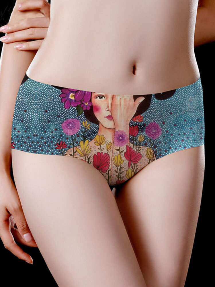 Floral Figure Print Seamless Panties - LODIVINA™