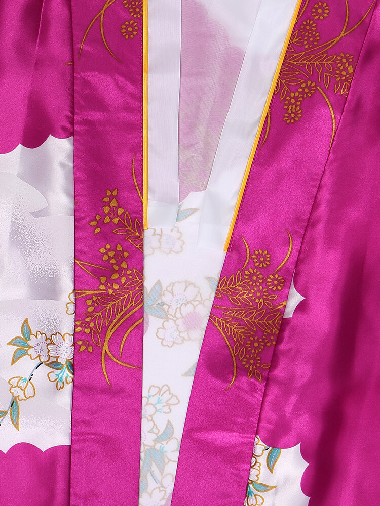 Satin Kimono Style Bowknot Robes