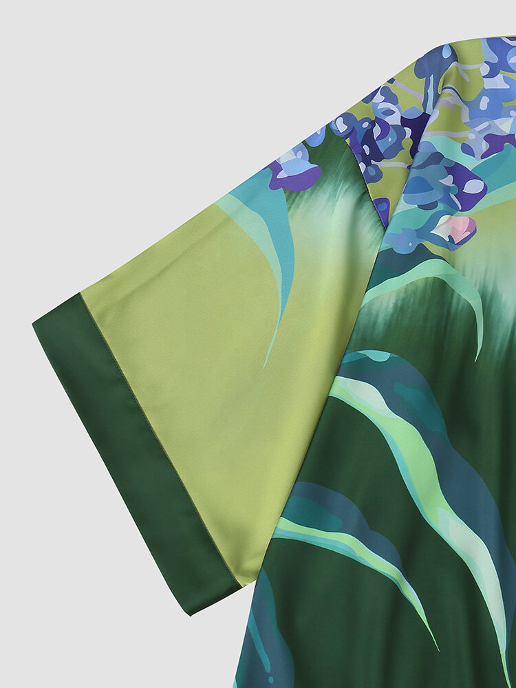 Satin Colorblock Floral Print Rope