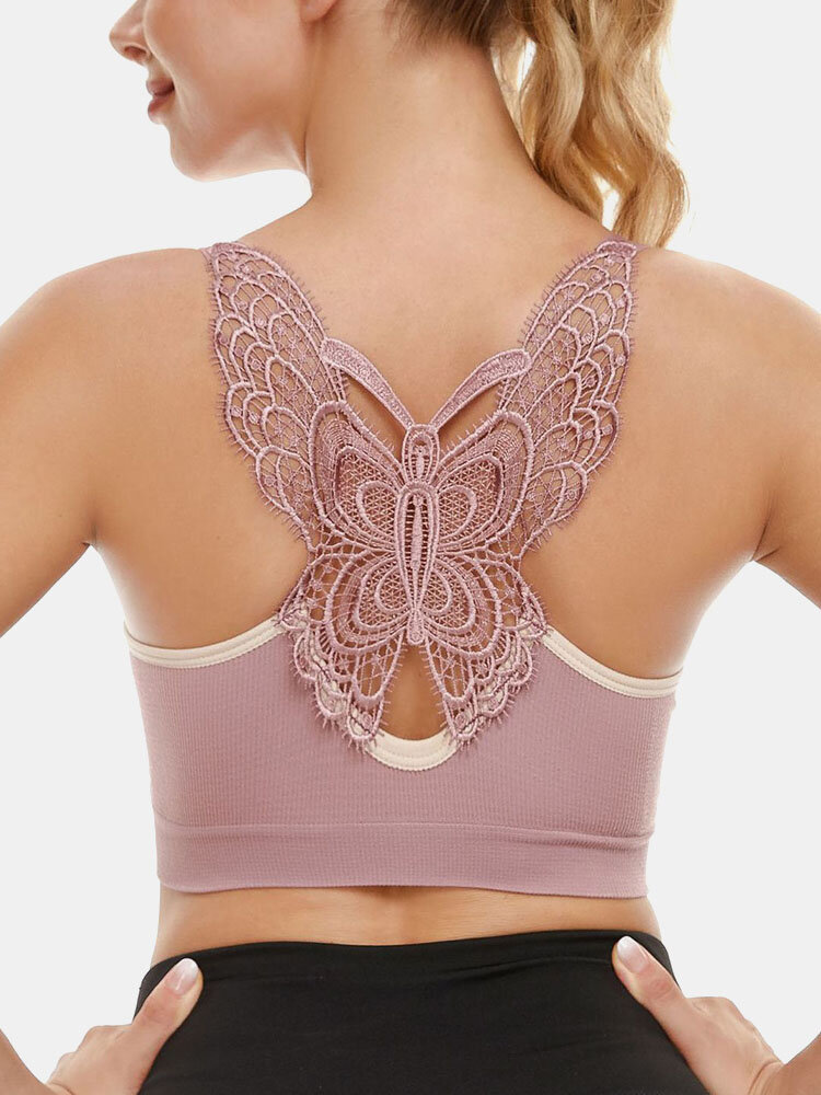 Plus Size Butterfly Embroidered Back Cozy Bras