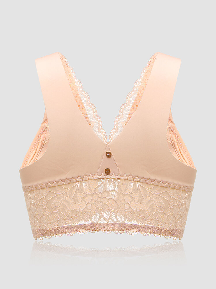 Floral Embroidered Lace Front Closure Bras