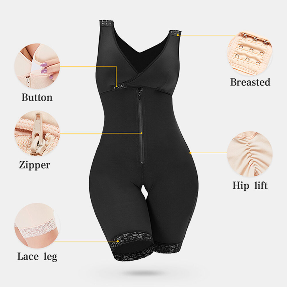 Plus Size Open Crotch Lace Slimming Bodysuits