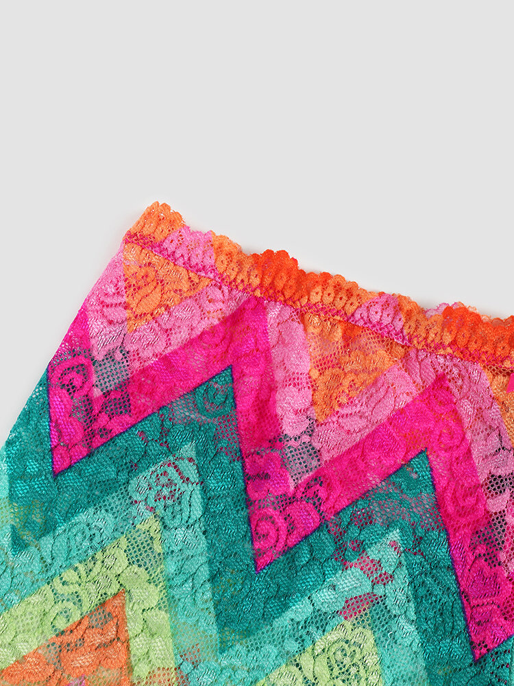Lace Colorful Chevron Print Panties