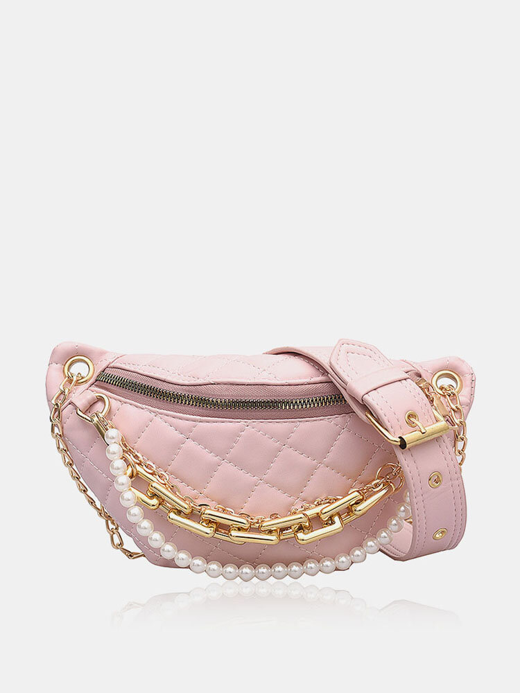 PU Leather Chains Crossbody Bag