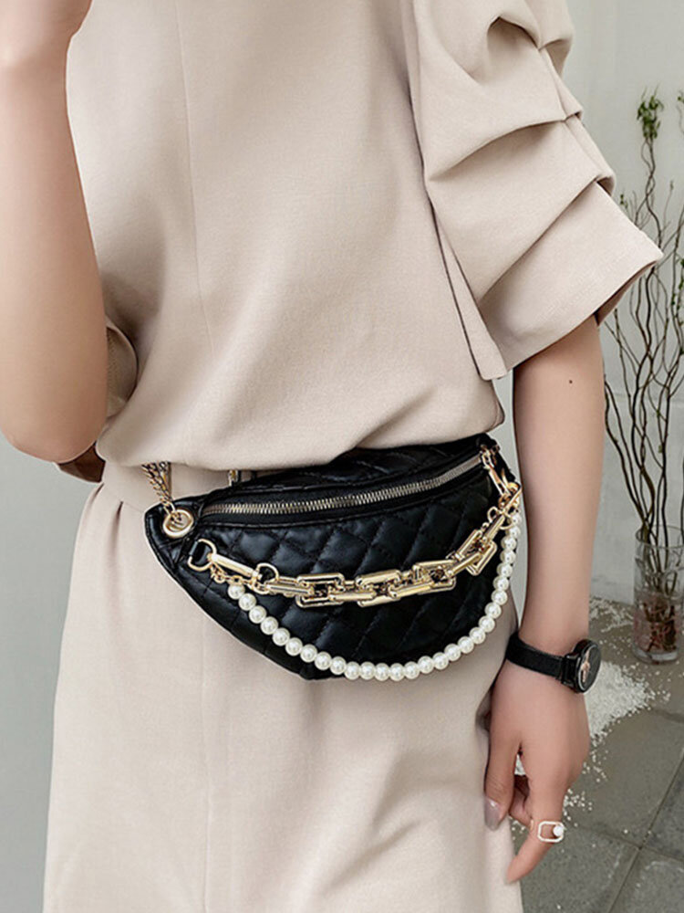 PU Leather Chains Crossbody Bag