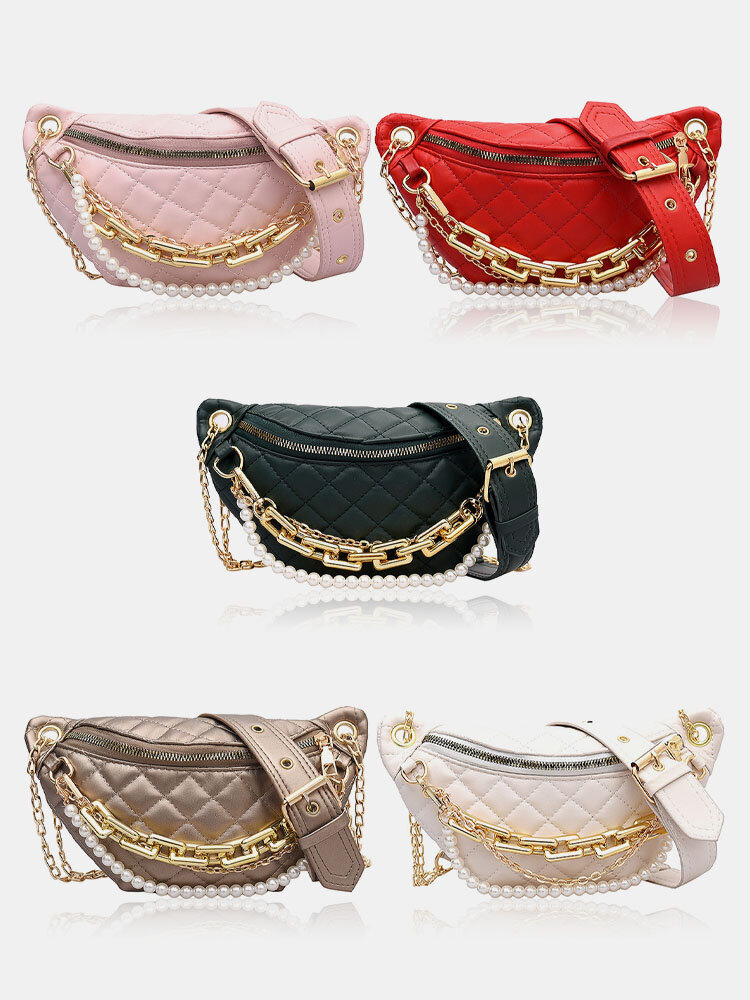 PU Leather Chains Crossbody Bag