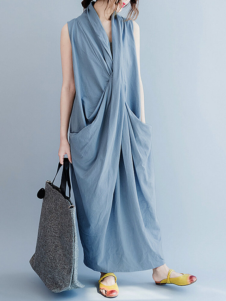 Asymmetrical Sleeveless Long Dress