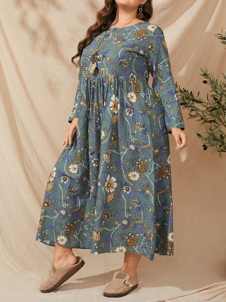 Plus Size Floral Print Casual Dress
