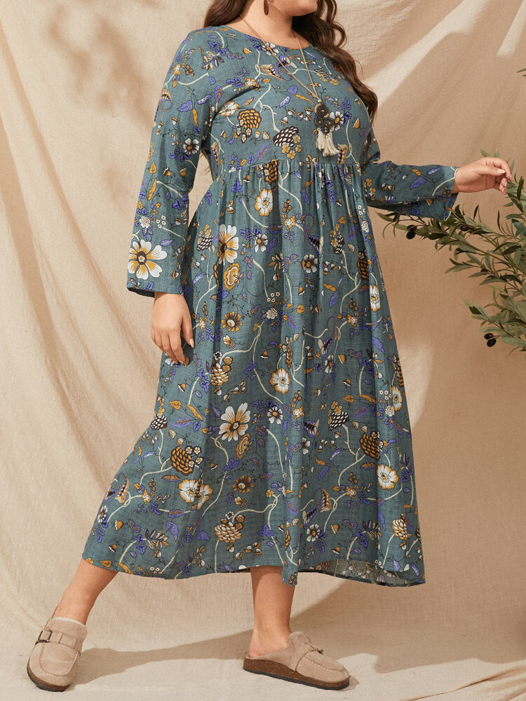 Plus Size Floral Print Casual Dress