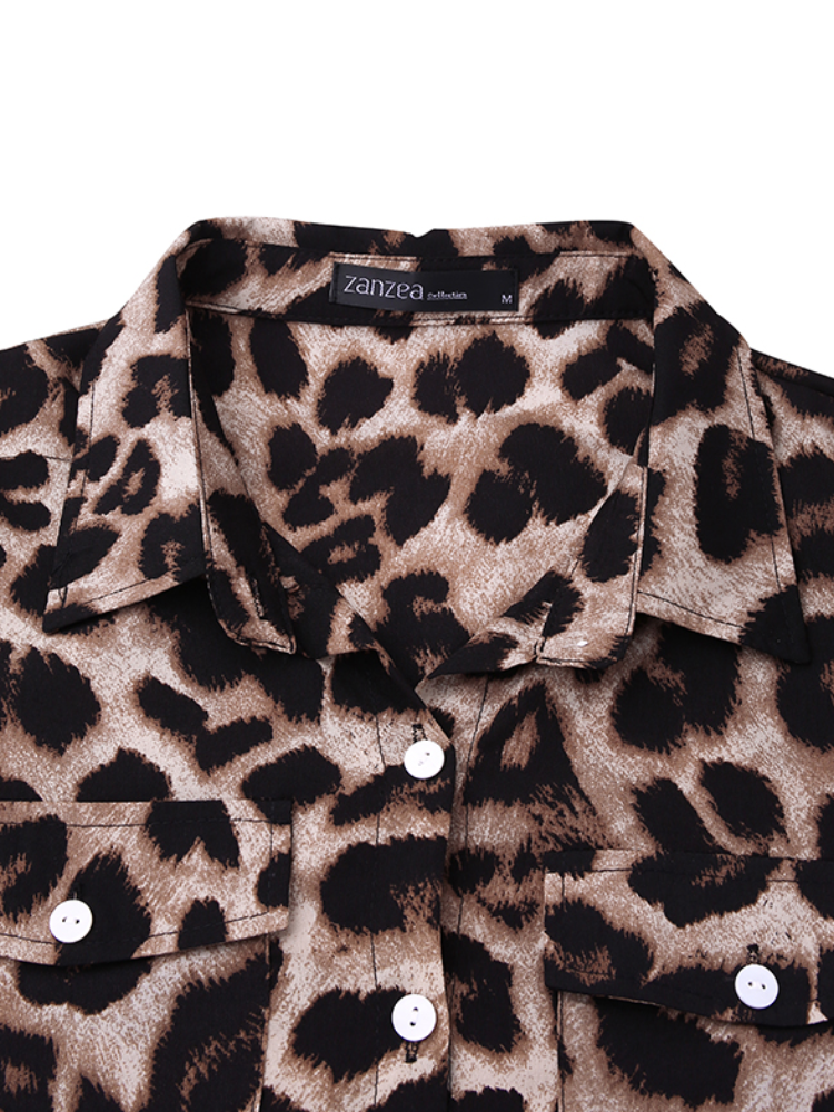 Leopard Print Lapel Dress