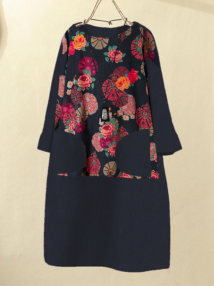 فستان كوردروي بطبعة زهور